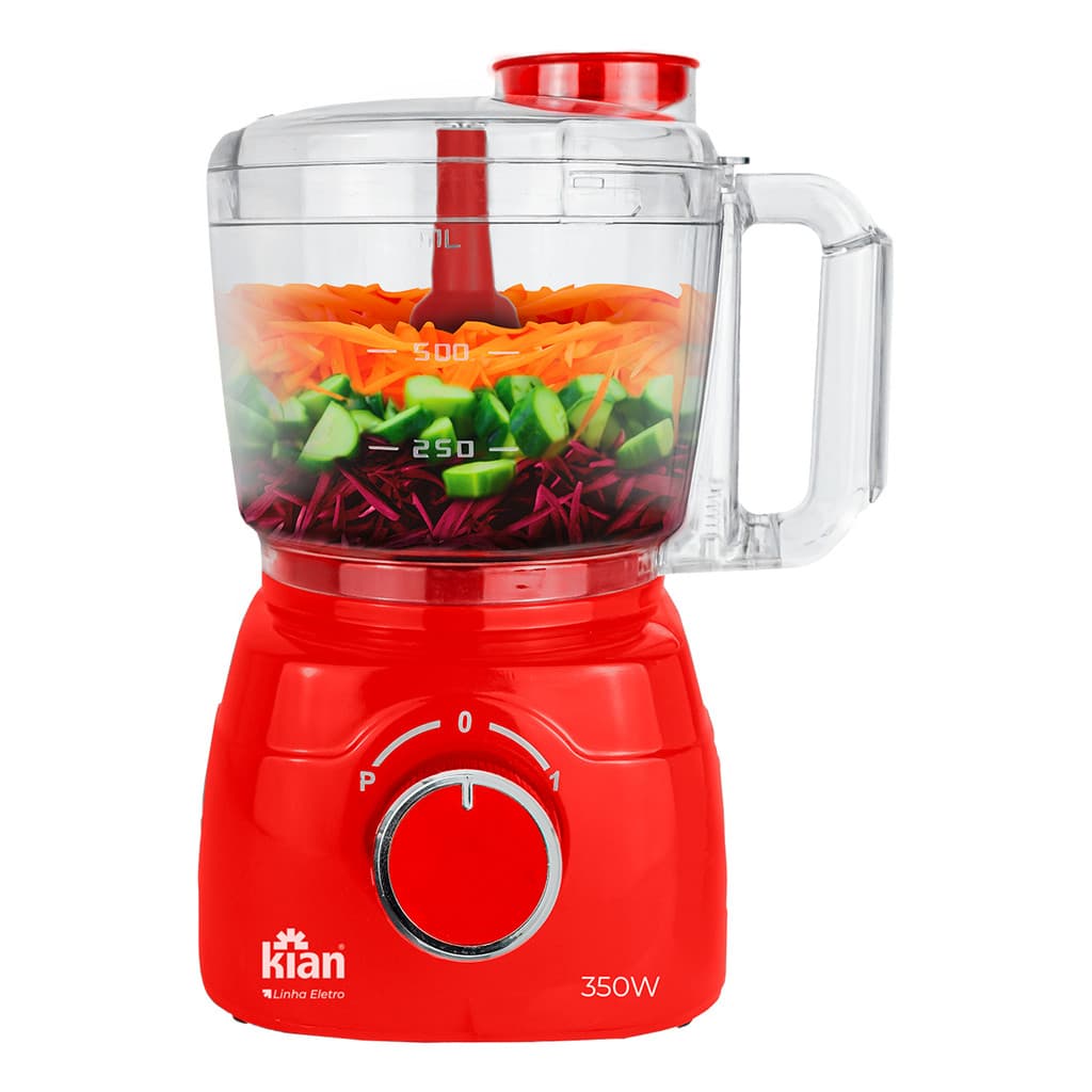 Processador de Alimentos Vermelho 350W Kian com Lâminas de Inox