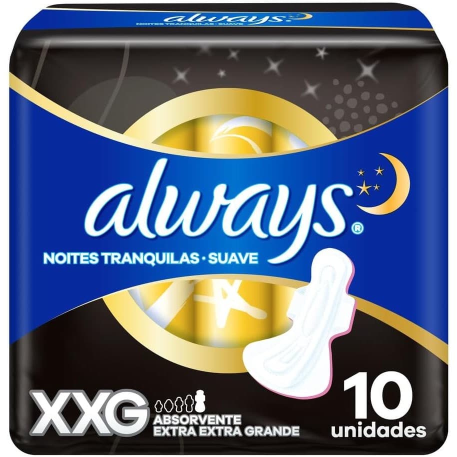 Absorvente Noturno Always Noites Tranquilas Seca com Abas Hiper Longo 10 Unidades