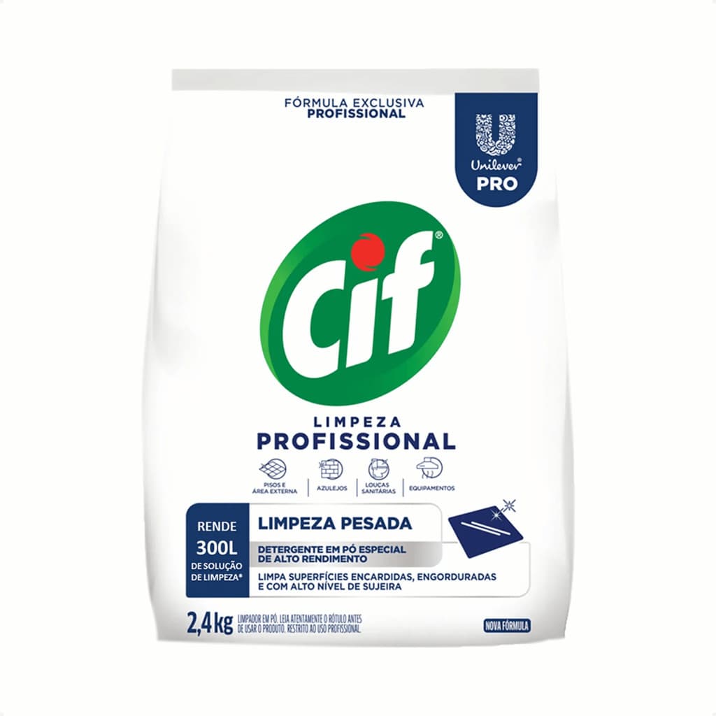 Cif Limpador Em Pó 2,4kg Desengordurante Pisos Azulejos Produto de Limpeza Profissional