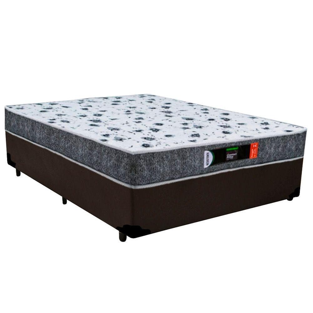 Cama Box Casal + Colchão Ortopédico Resistente Pró D28 Colchões 138x188x60 Marrom