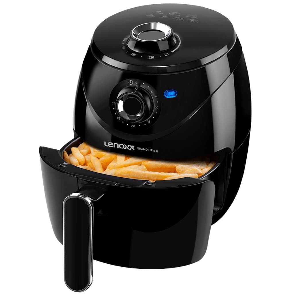 Fritadeira Elétrica Airfryer 4 Litros 1500W 220V Lenoxx com fritas dentro