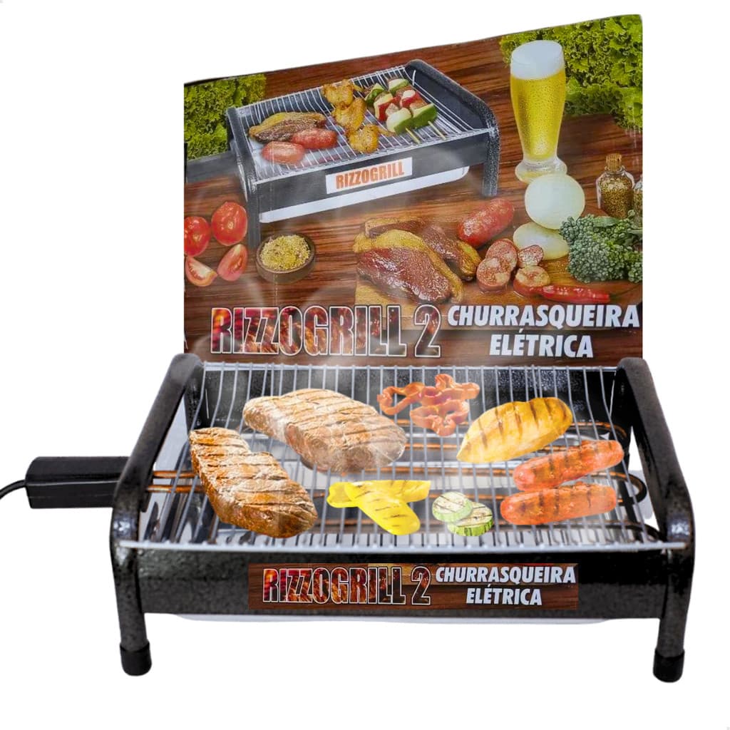 Churrasqueira Elétrica Portátil em Alumínio Craqueado Top Grill 2 Gourmet Com Pés 110v / 220v Bivolt