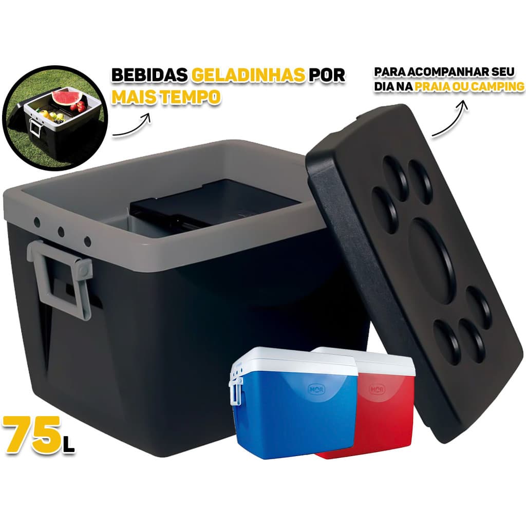 Caixa Térmica Grande Cooler Bolsa Para Praia Camping Com Alça 75 Litros 110 Latinhas