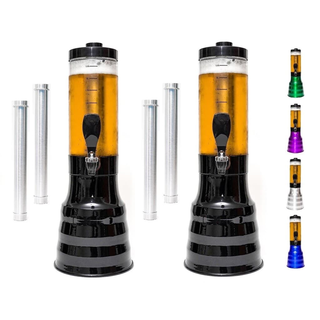 Jarra de chopp de 2 litros com barras gelantes coloridas - 2 torres
