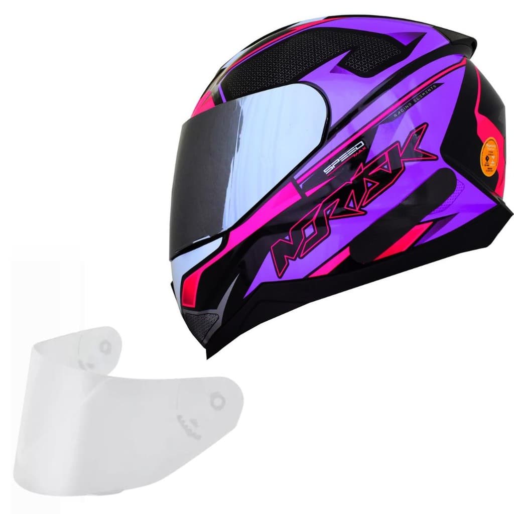 Capacete Feminino Norisk Razor Speedmax Rosa Viseira Prata