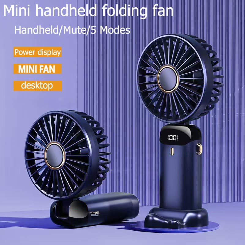 5 Modos De Ventilador Portátil mini Pequeno Dobrável digital De Escritório Presente USB De 3000MA