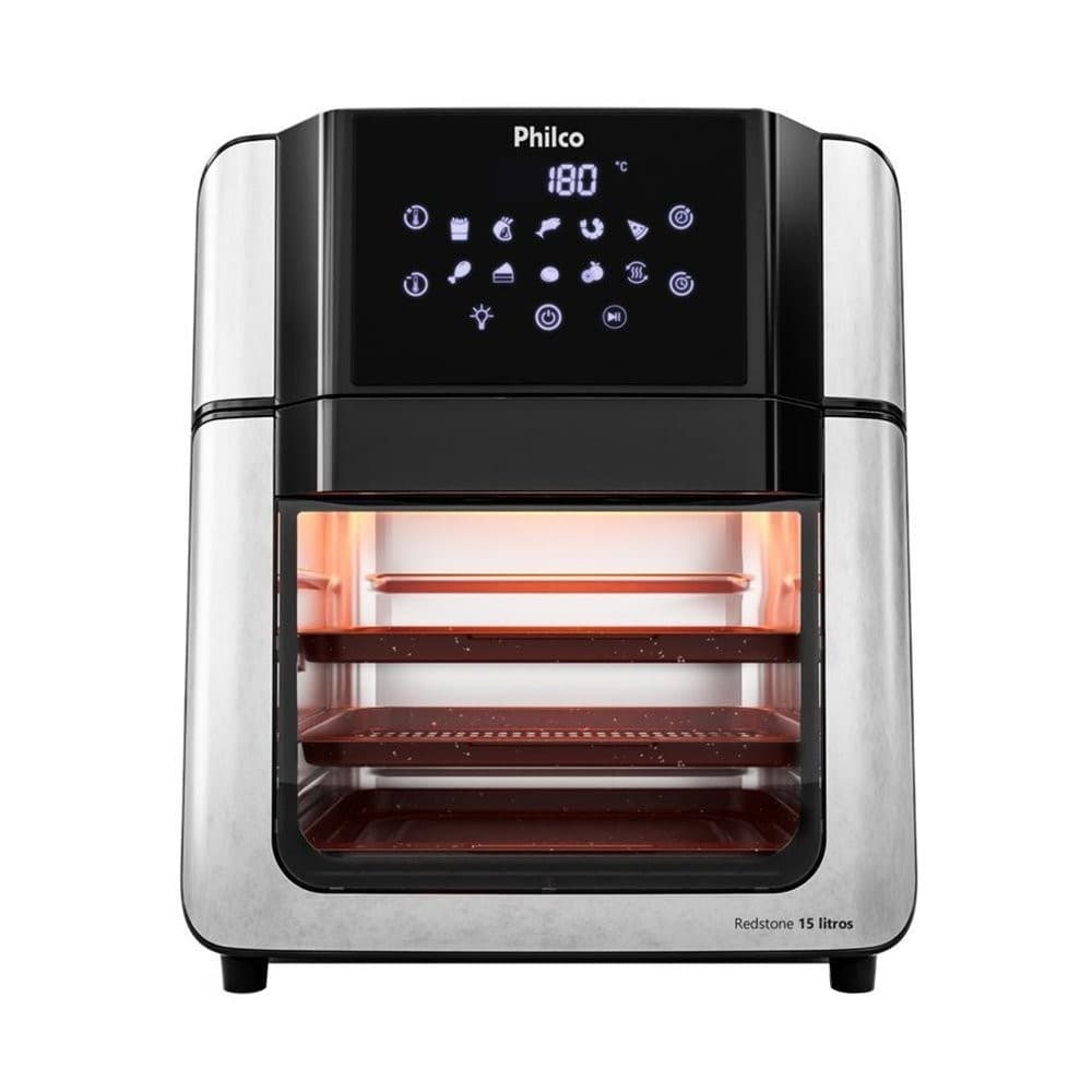 Fritadeira Air Fryer Philco Oven PAF15A - 2000W, 15 Litros, Preto/Inox