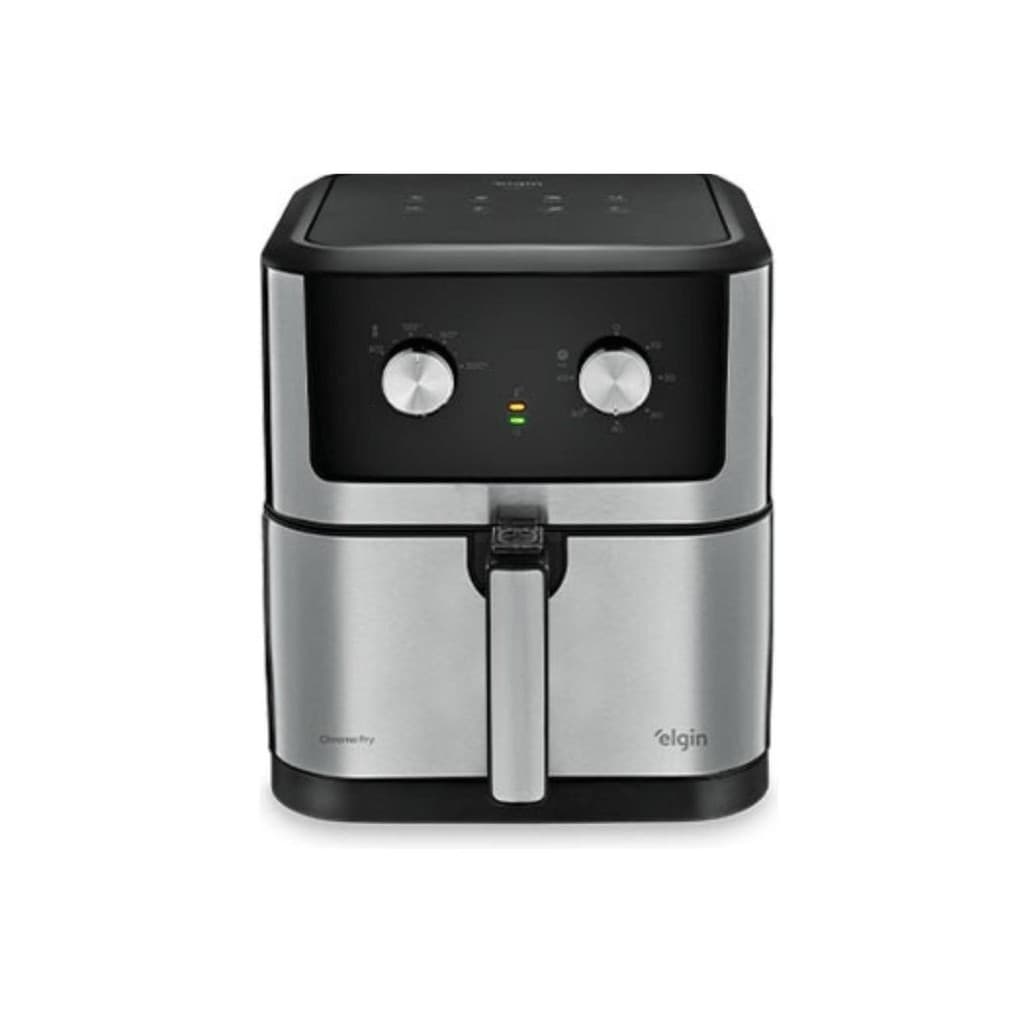 Fritadeira Air Fryer Elgin AFC80 8L com controles e logotipo em fundo branco
