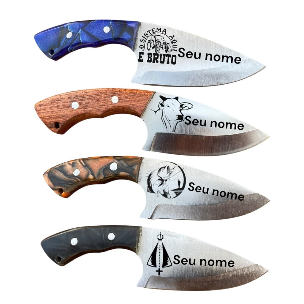 Faca Campeira Personalizada em inox com Bainha em Couro - Quatro Modelos
