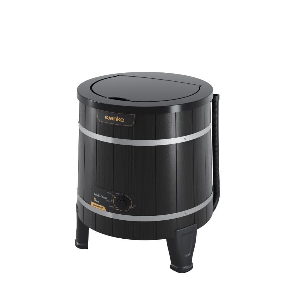 Máquina de lavar roupa compacta preta 5kg Wanke com controle lateral