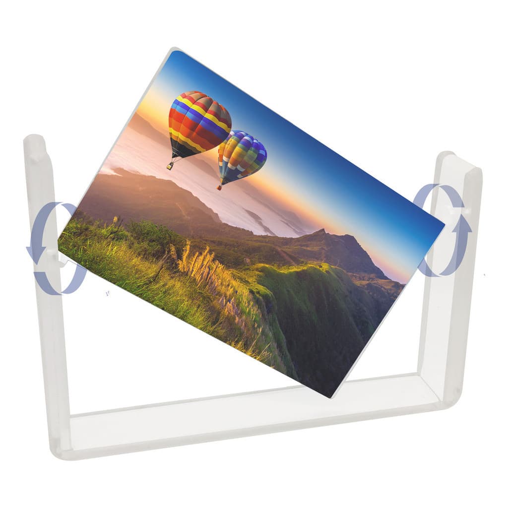 Porta-retrato giratório de acrílico com foto de balões de ar quente