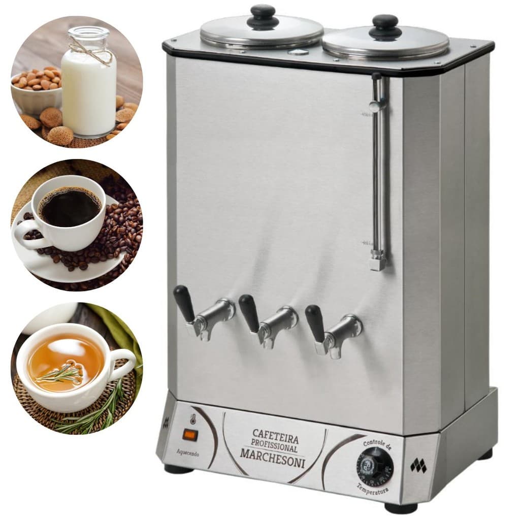 Cafeteira Profissional 2 Reservatórios 8 Litros Máquina de Café Elétrica Marchesoni