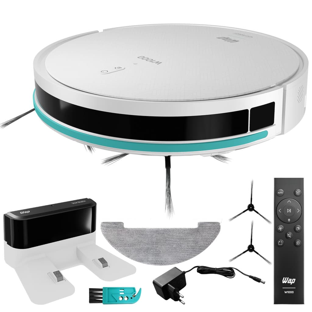 Robô Aspirador de Pó Inteligente Wap Robot W1000 Com Mapeamento Passa Pano Sensor Antiqueda com acessórios