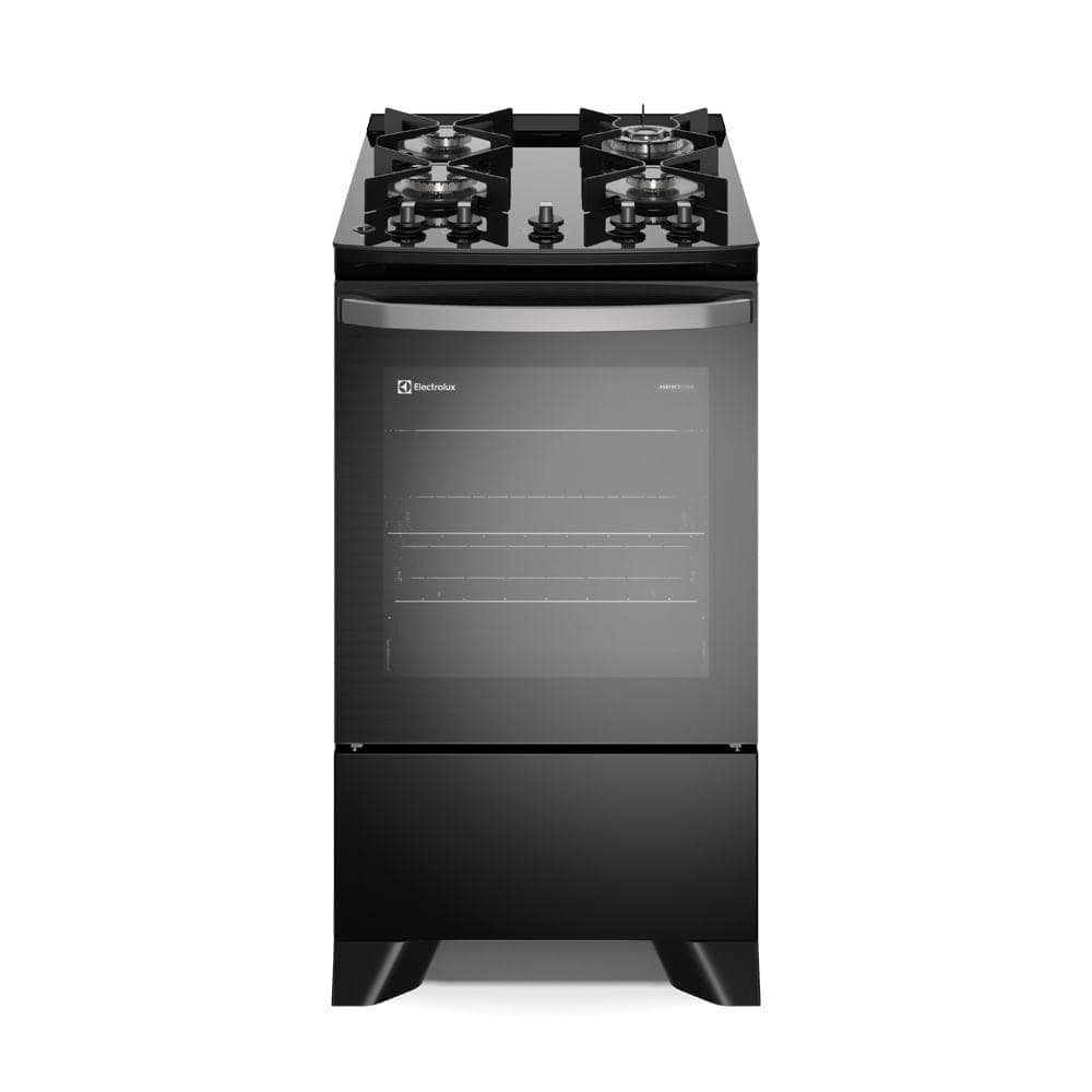 Fogão Electrolux 4 bocas Preto Efficient com mesa de vidro, PerfectCook e Tripla Chama