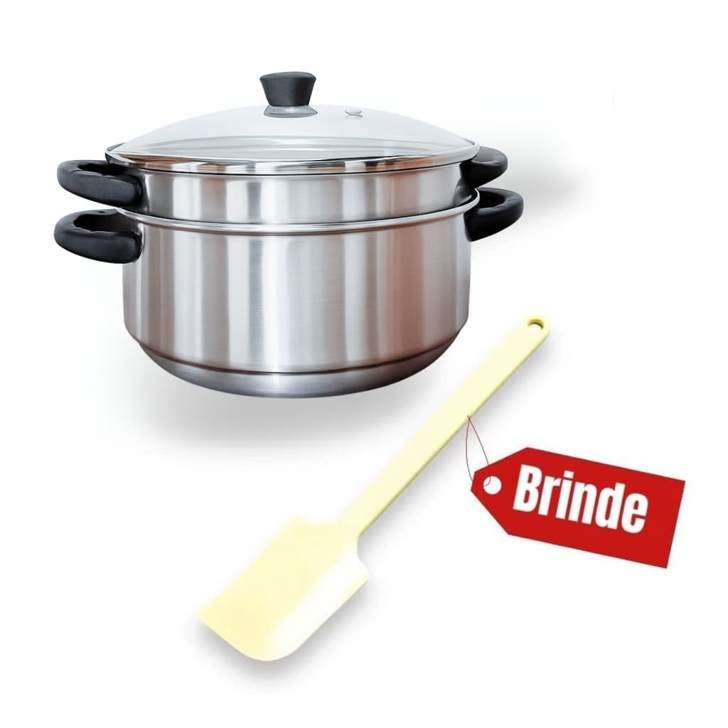 Panela de banho-maria em aço inoxidável com espátula brinde