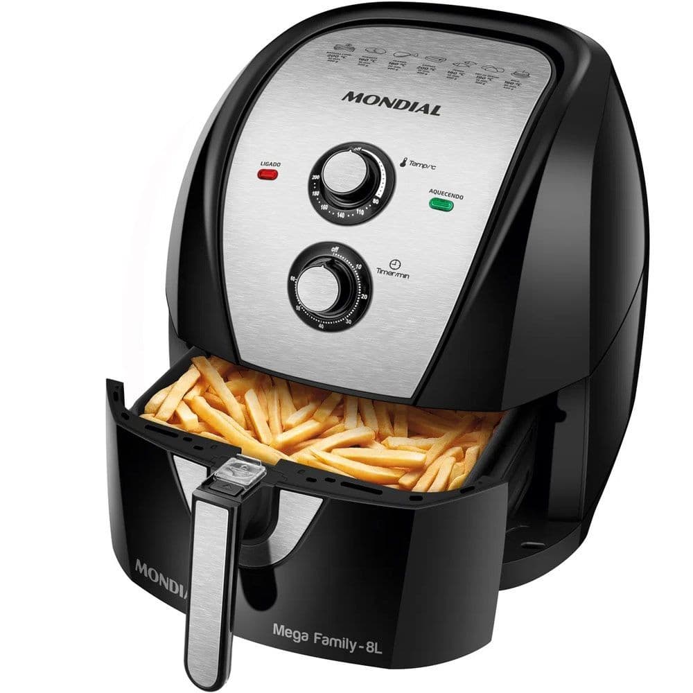 Fritadeira Elétrica Mondial AFN-80BI 8L - Preto e Prata