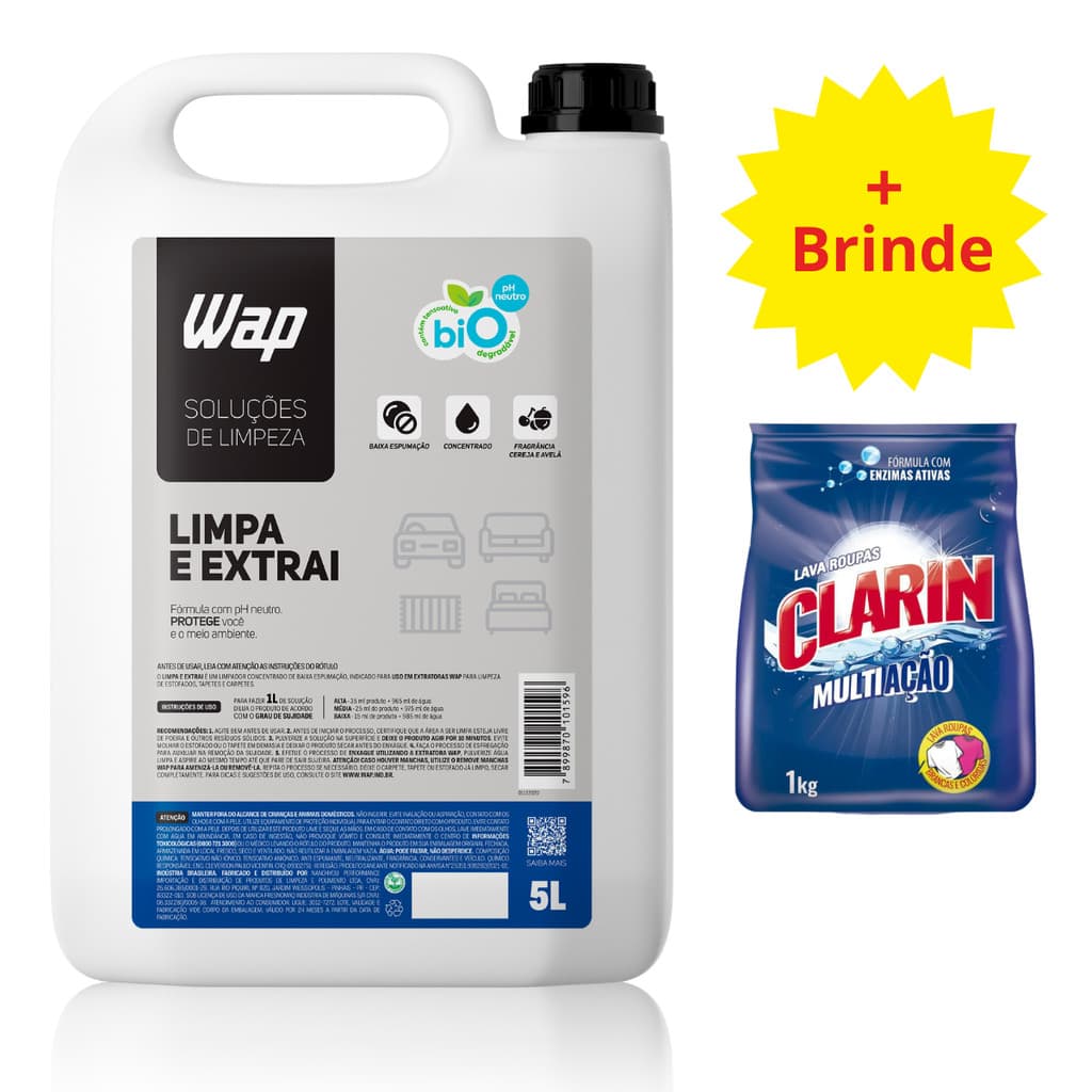 Detergente Wap 5lt Limpador Tapetes Carpetes Estofados com Brinde Clarin