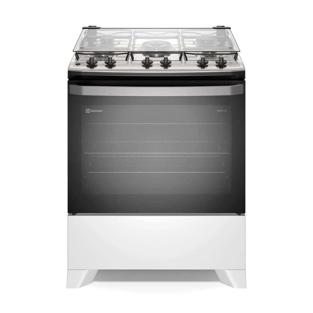 Fogão 5 bocas Electrolux Branco Efficient com Mesa Inox, PerfectCook e VaporBake (FE5IB)