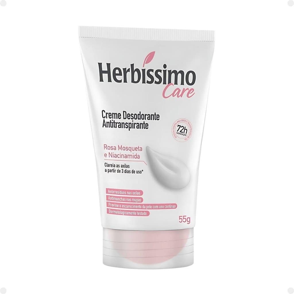 Creme Desodorante Antitranspirante Herbíssimo Care Rosa Mosqueta e Niacinamida 55g