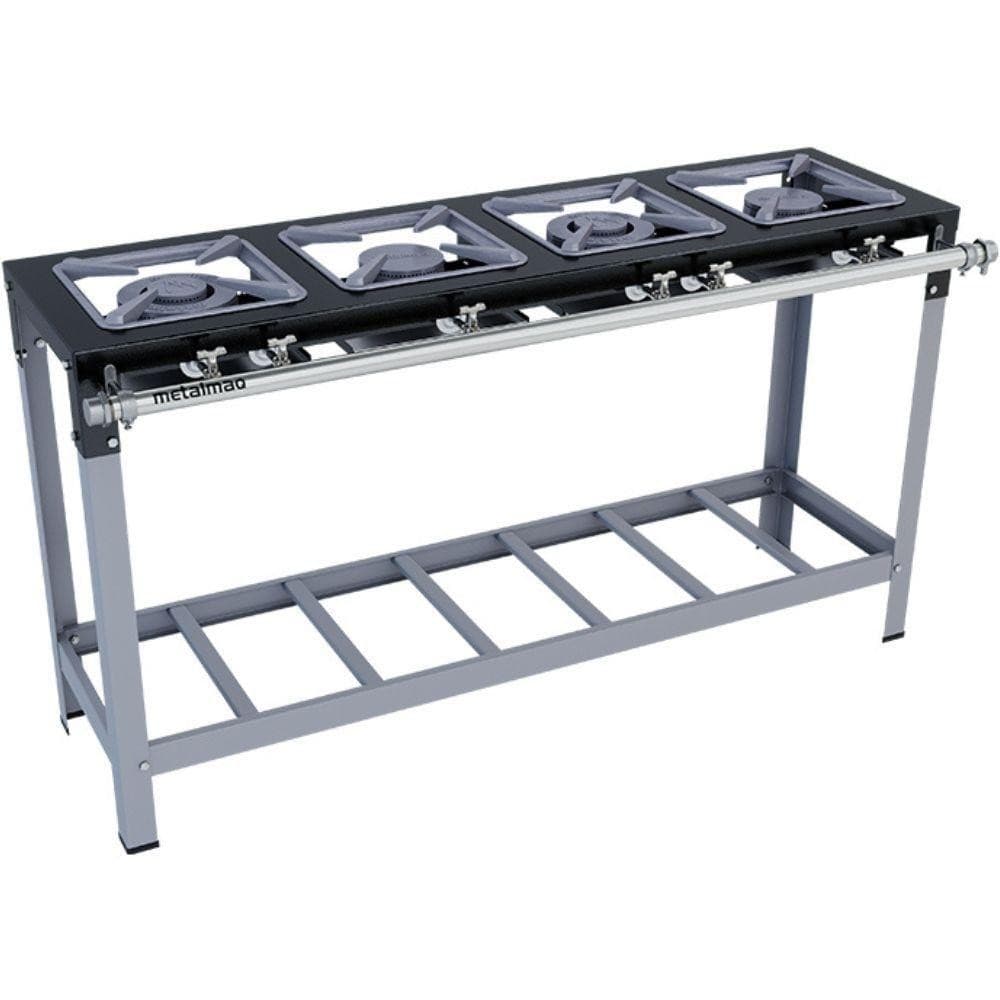 Fogão Industrial Stori Premium 4 Bocas 30x30 M8 Metalmaq Fogão Baixa Pressão Pintado
