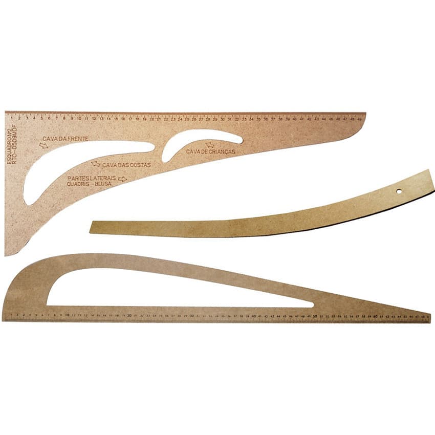 Réguas de corte de costura curva longa para alfaiates em fundo branco