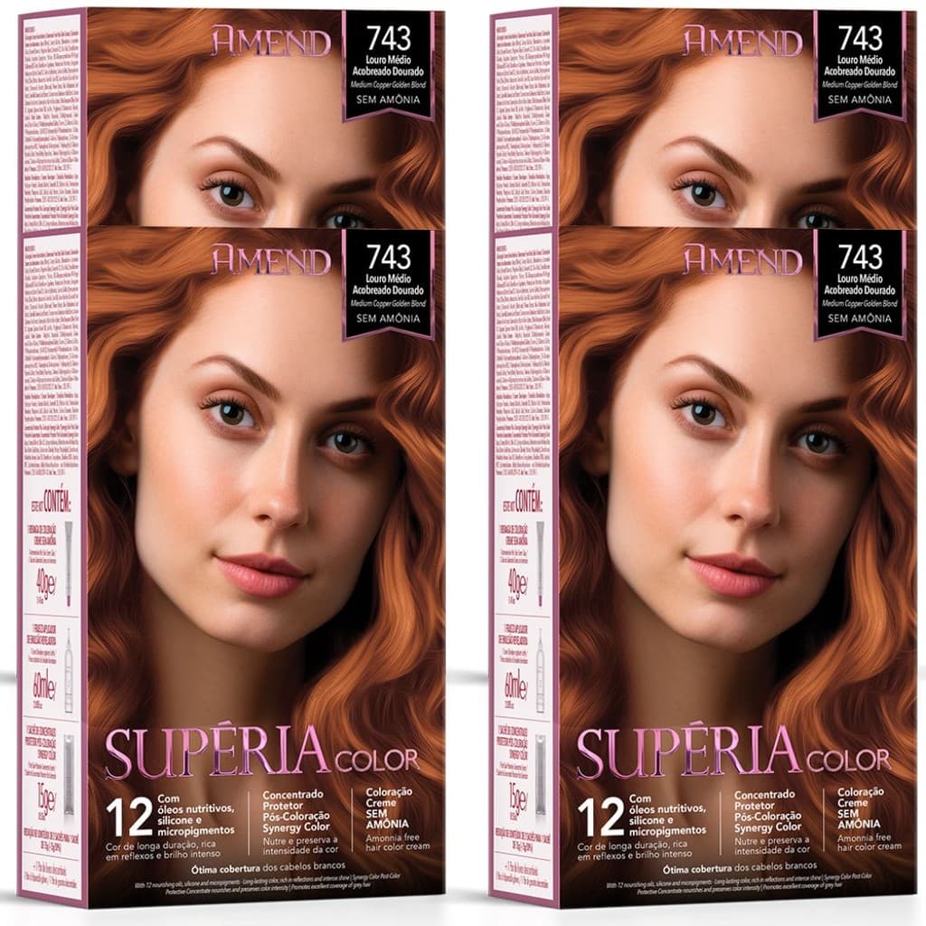 Tonalizante Amend Cosmetics Supéria Color 743 Louro Médio Acobreado