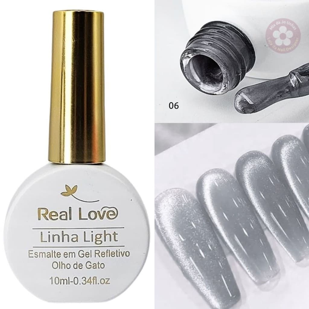Esmalte em gel magnético olho de gato Real Love Refletivo prateado glitter