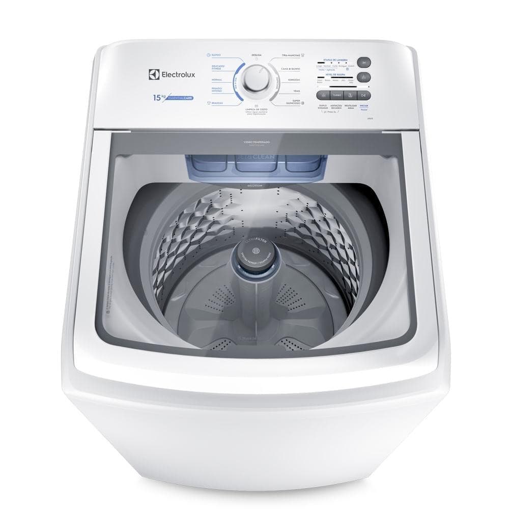 Máquina de Lavar Electrolux 15kg Branca Essential Care com Cesto Inox e Jet&Clean
