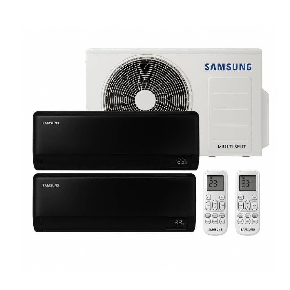 Ar condicionado multi bi split Samsung Wind Free 18000 BTUs, unidades internas e externa, controle remoto