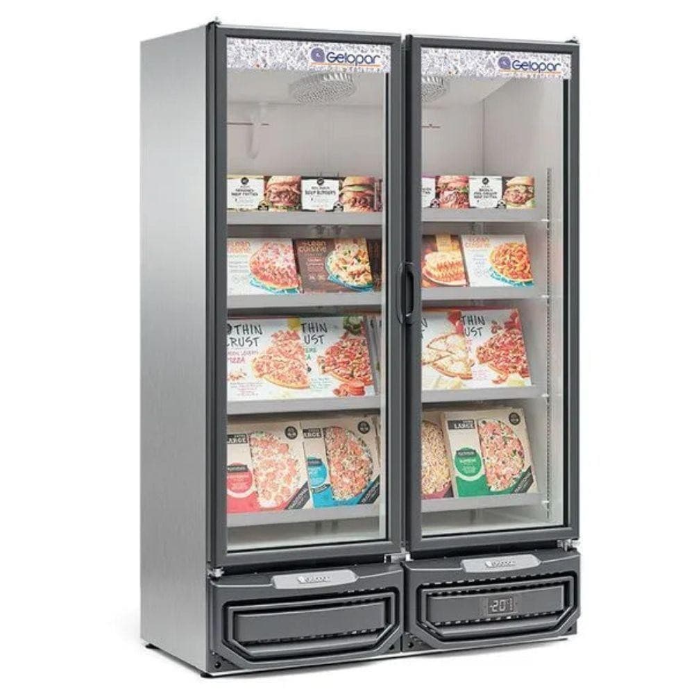 Freezer Expositor Vertical 2 Portas Gcvc950el Tipo Inox Gelopar 220V Expositor 957 Litros Inox 220V
