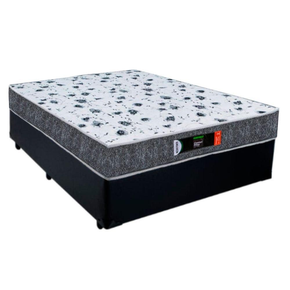 Cama Box Casal + Colchão Ortopédico Resistente Pró D28 Prime Colchões 138x188x60 Pintado na cor Preto.