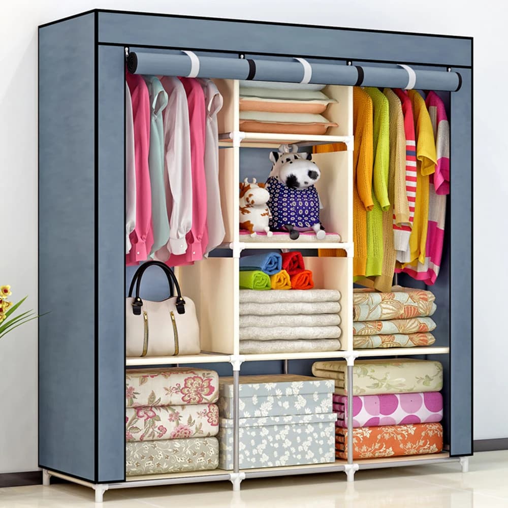 Guarda Roupa Dobrável Organizador De Roupas Portátil com Ziper Armário de Roupa Multifuncional