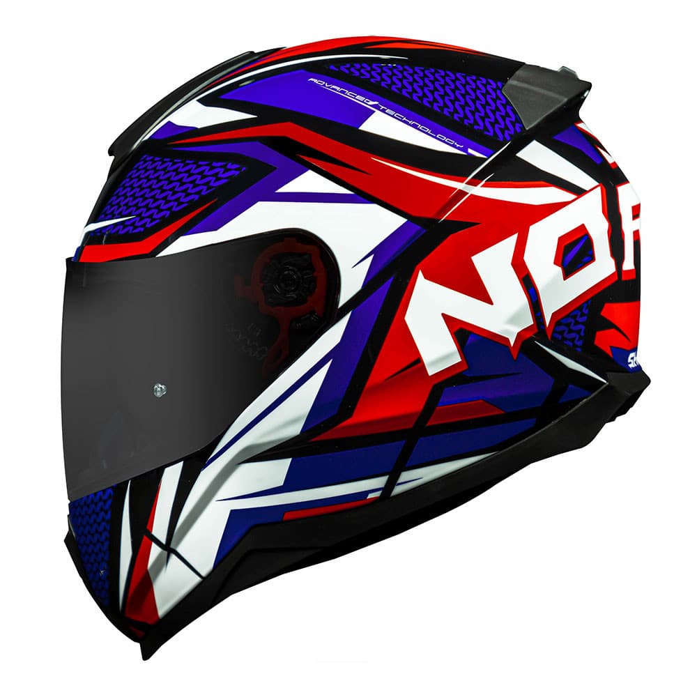 Capacete Norisk Razor Sharp Azul e Vermelho Brilhante Moto