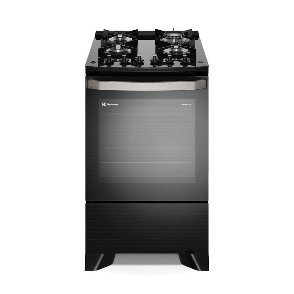 Fogão Electrolux 4 bocas Preto Experience com mesa de vidro e grelha