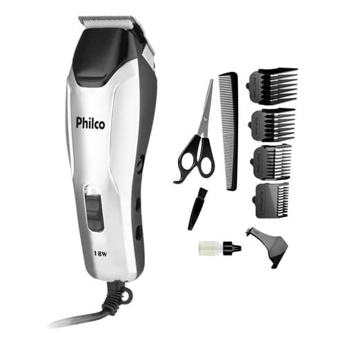 Máquina Cortar Cabelo Barba Philco Profissional Titânio 110v Maquininha Barbear 9 Acessórios 4 Pente