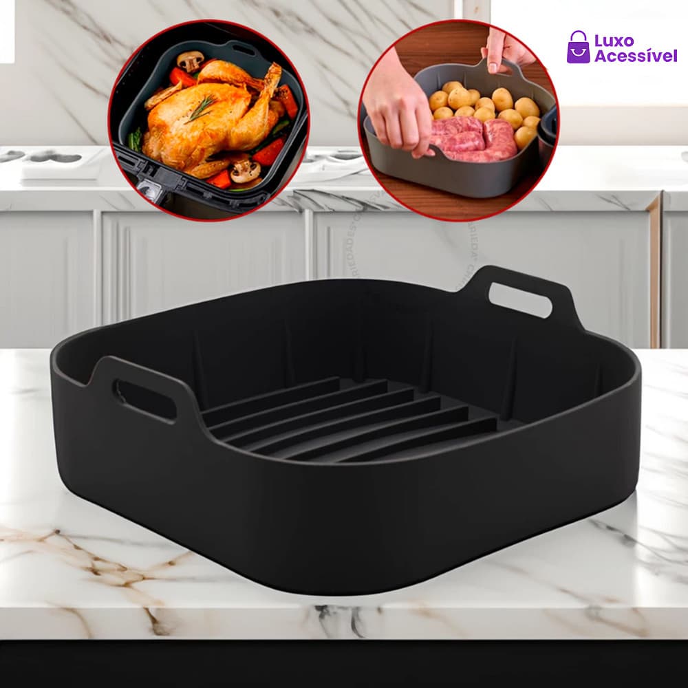 Forma de Silicone Quadrada para Airfryer 20cm Fritadeira Elétrica 4~6 Litros