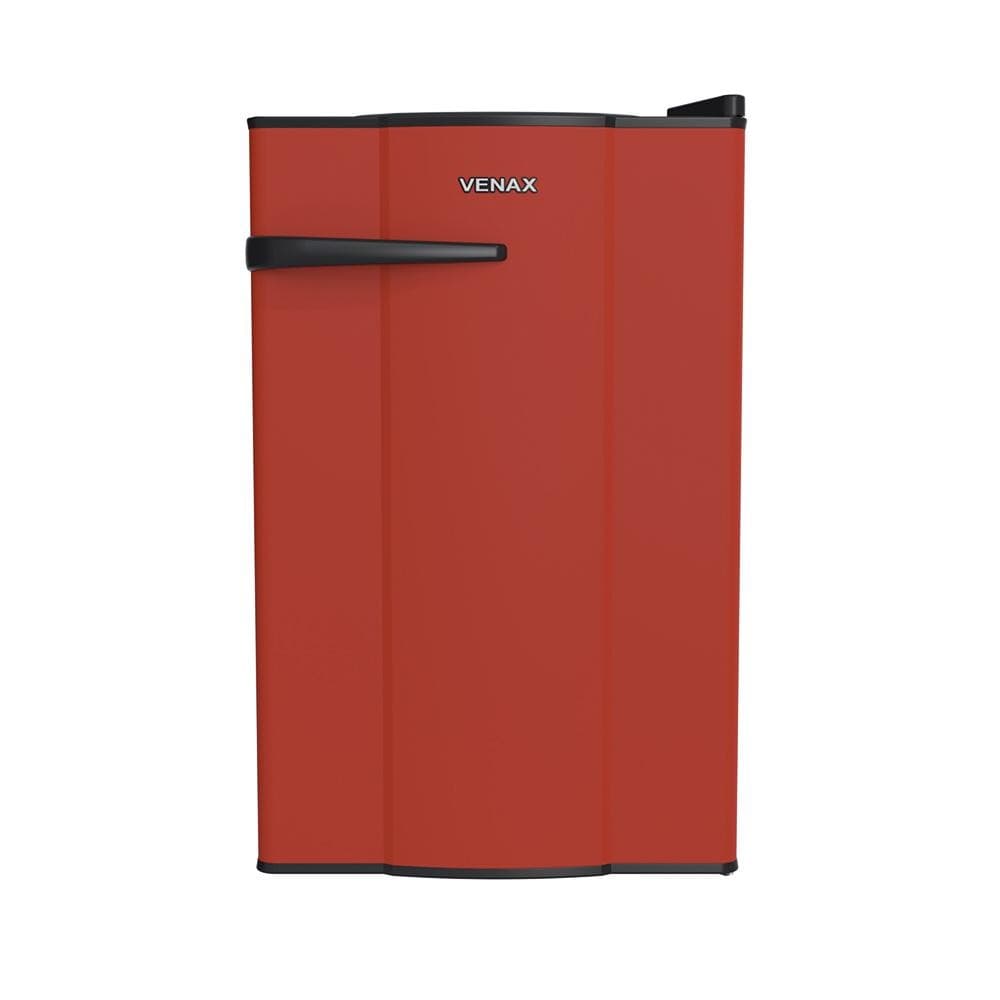 Frigobar Venax 82L Vermelho com design vertical e portas laterais, cor vermelha