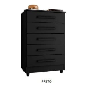 Comoda 64X100CM 5 Gavetas externas MDF 15MM Linda Moderna Casa Quarto Grande (COMODA PAOLA PRETO)