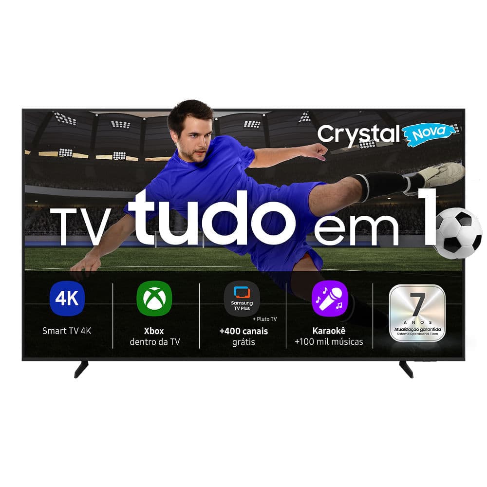 Samsung Smart TV 85 polegadas Crystal UHD 4K com integração Xbox e canais grátis