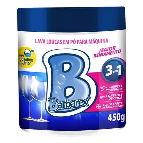 Lava Louças em Pó Barbarex 450g com Secante e Abrilhantador