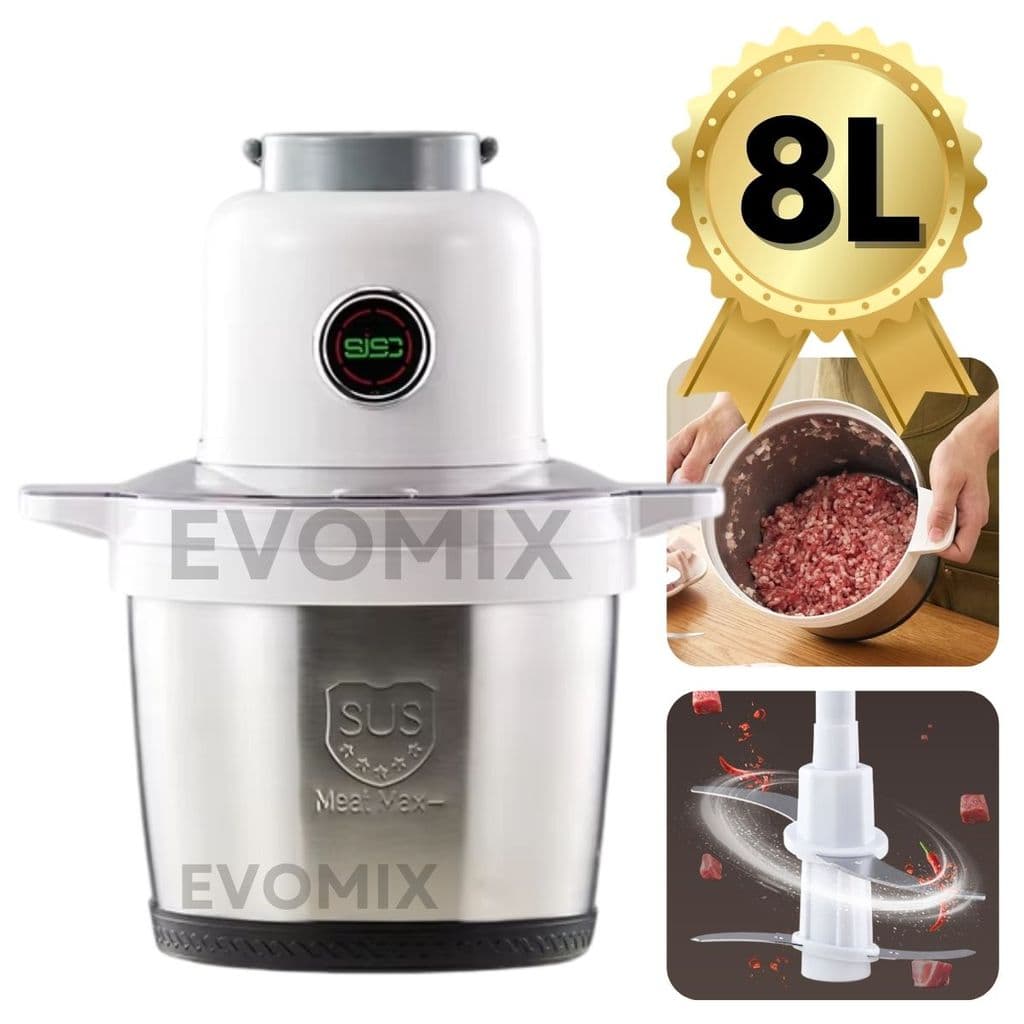 8l Moedor Triturador Elétrico Multiprocessador Picador Alimento Mixer Carne Alho Cozinha Casa Profissional 110v