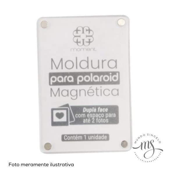 Moldura para retratos polaroid magnética acrílico branca dupla face 9x6x0,55cm