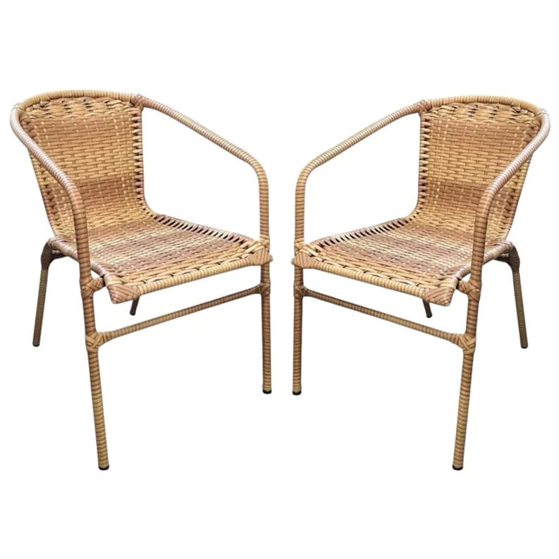 Conjunto 2 Cadeiras Junco Semi Inclinada Área De Jardim Varanda Descanso Macia Confortável Resistente Area Gourmet