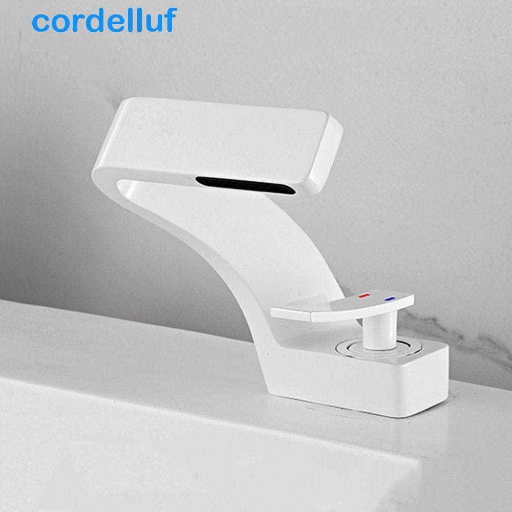 Torneira Para Bacia CORDELLUF , Cascata Dourada Escovada Branca Fosca Misturadora Cromada Preta