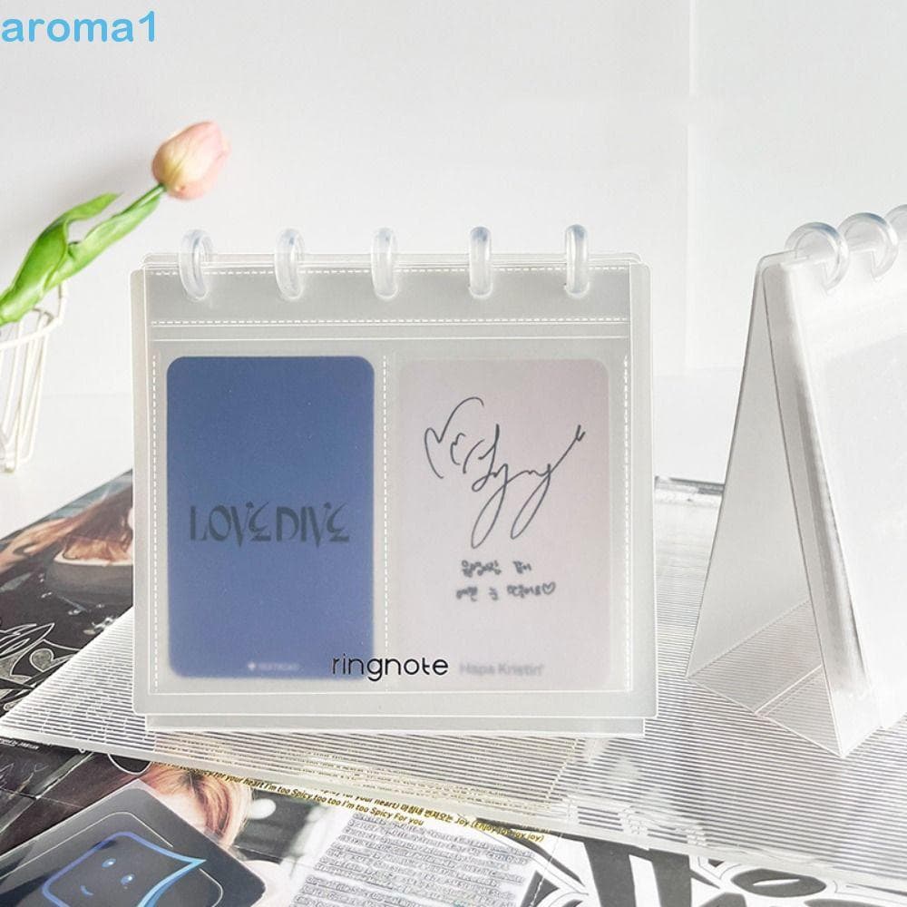 Álbum de fotos transparente AROMA1 com calendário de mesa, folhas soltas, 3 polegadas