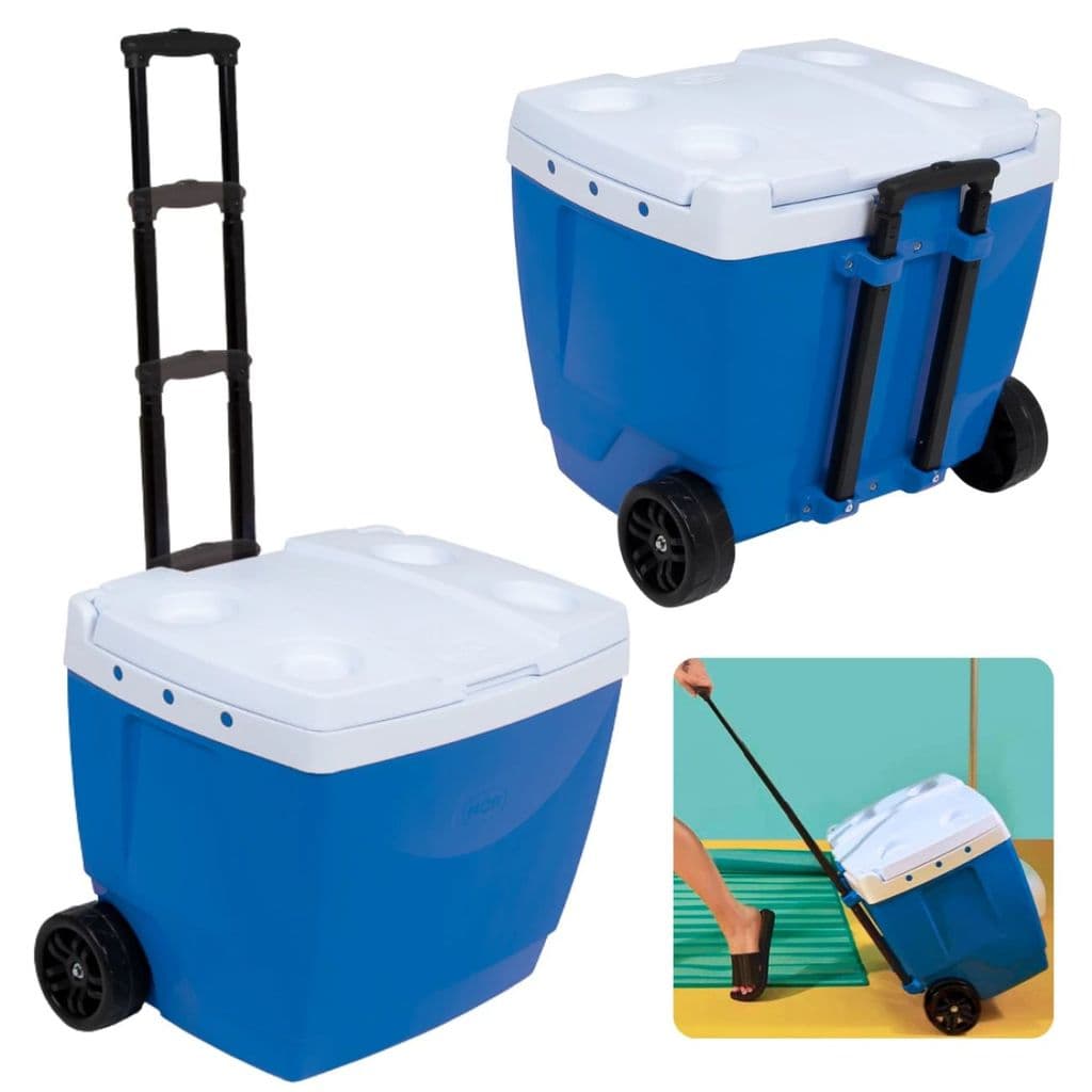 Caixa Termica com Rodas e Alça / Carrinho Cooler 42 Litros Mor Azul