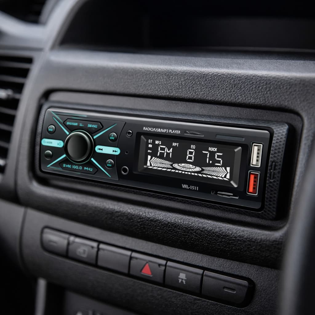 Aparelho de som automotivo 1 DIN Bluetooth com rádio FM, MP3 e WMA