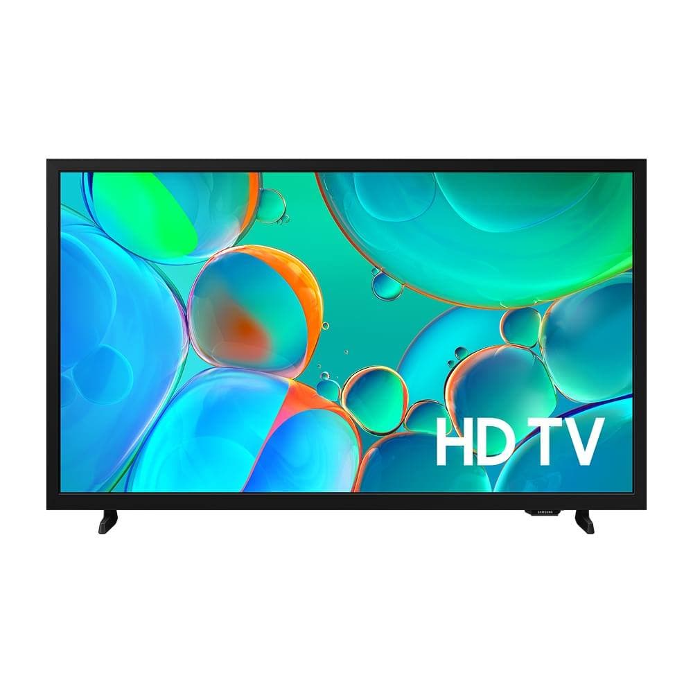 Smart TV Samsung 32 polegadas HD H5000F 2025 com tela de configurações de bolhas coloridas