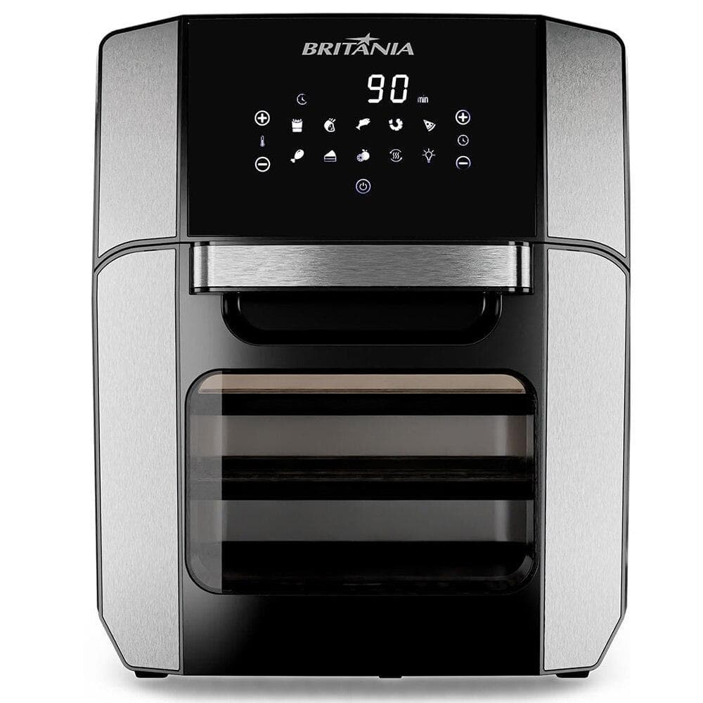 Fritadeira de ar Britânia BFR2100P, 12 litros, aço inoxidável e preto