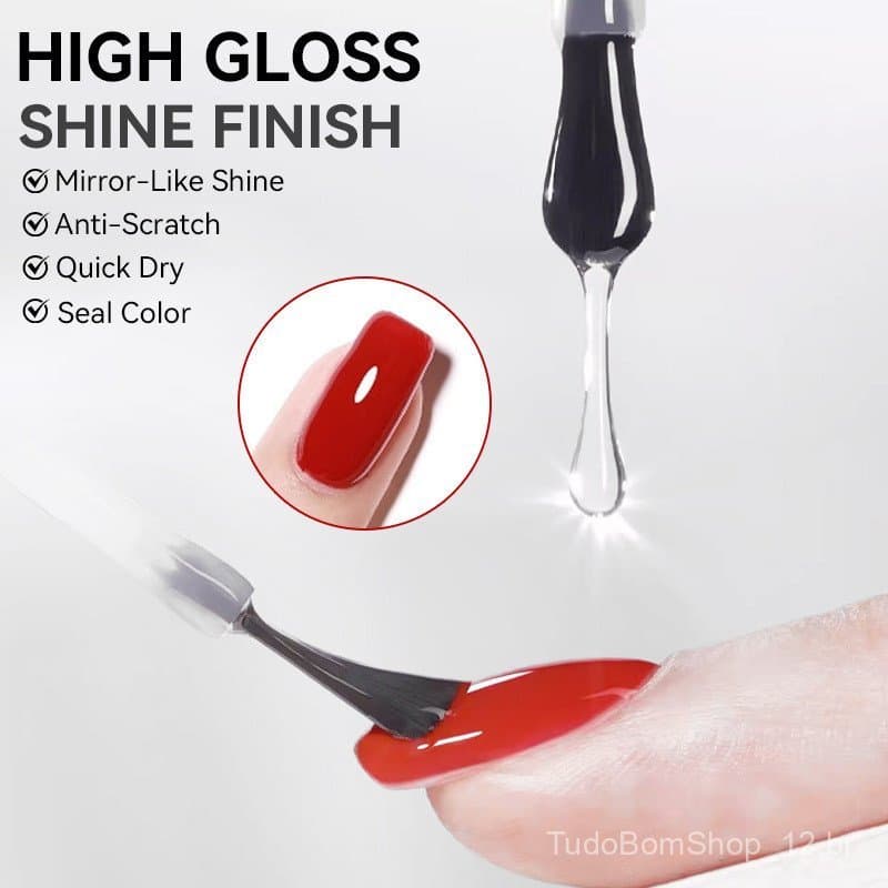 Esmalte de Unha Transparente Base Coat Esmalte de Unha Sem Cozimento Frasco de Vidro Esmalte de Unha Top Coat Esmalte de